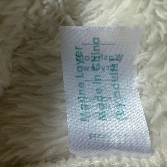 Marine Layer Re-Spun Size XS White Sherpa Fleece 1/4 Zip Pullover w/ Blue Trims - Picture 11 of 12